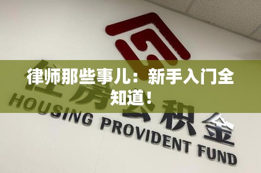顺昌律师那些事儿：新手入门全知道！