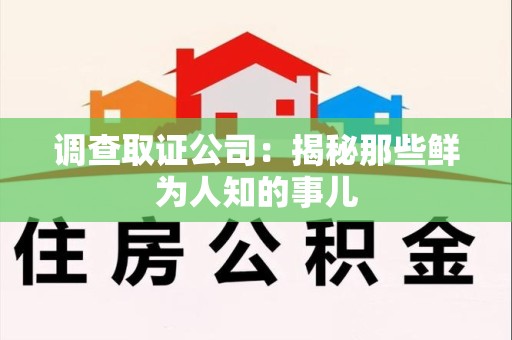 顺昌调查取证公司：揭秘那些鲜为人知的事儿