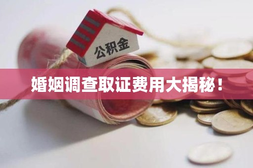顺昌婚姻调查取证费用大揭秘！