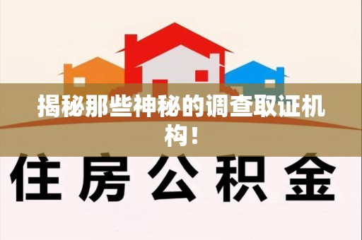 顺昌揭秘那些神秘的调查取证机构！