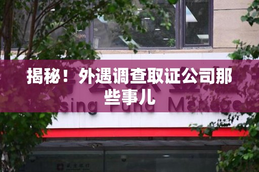顺昌揭秘！外遇调查取证公司那些事儿