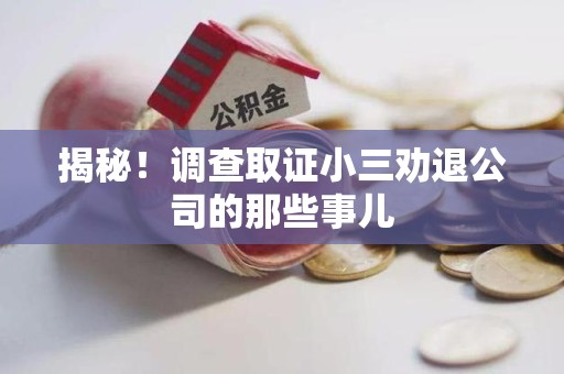 顺昌揭秘！调查取证小三劝退公司的那些事儿