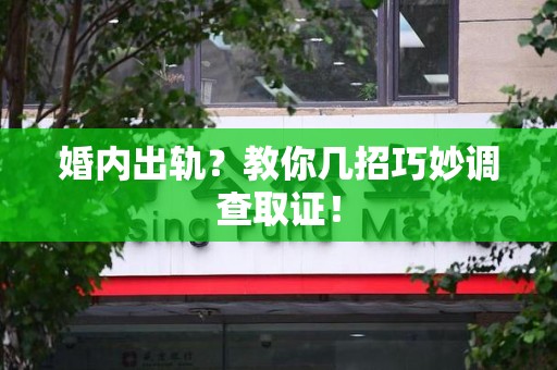顺昌婚内出轨？教你几招巧妙调查取证！