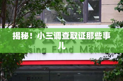 顺昌揭秘！小三调查取证那些事儿