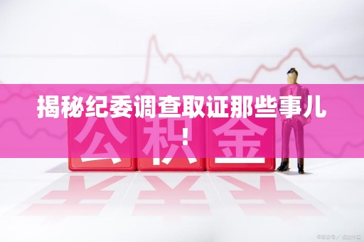 顺昌揭秘纪委调查取证那些事儿！