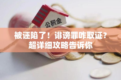 顺昌被诬陷了！诽谤罪咋取证？超详细攻略告诉你