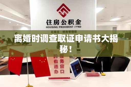 顺昌离婚时调查取证申请书大揭秘！